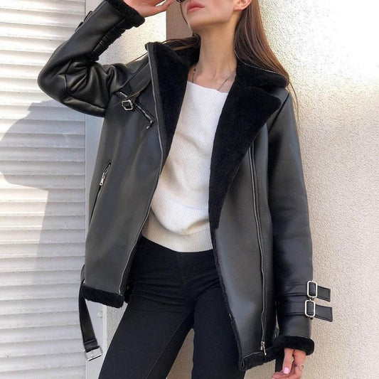 Stylish Women's Suede Zipper Cardigan - Trendy Long Sleeve Solid Coat - Buy Center