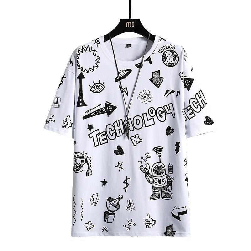 Trendy Men's Short Sleeve T-Shirt - Geometric Print & Loose Fit Style - Buy Center
