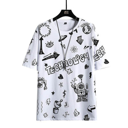 Trendy Men's Short Sleeve T-Shirt - Geometric Print & Loose Fit Style - Buy Center