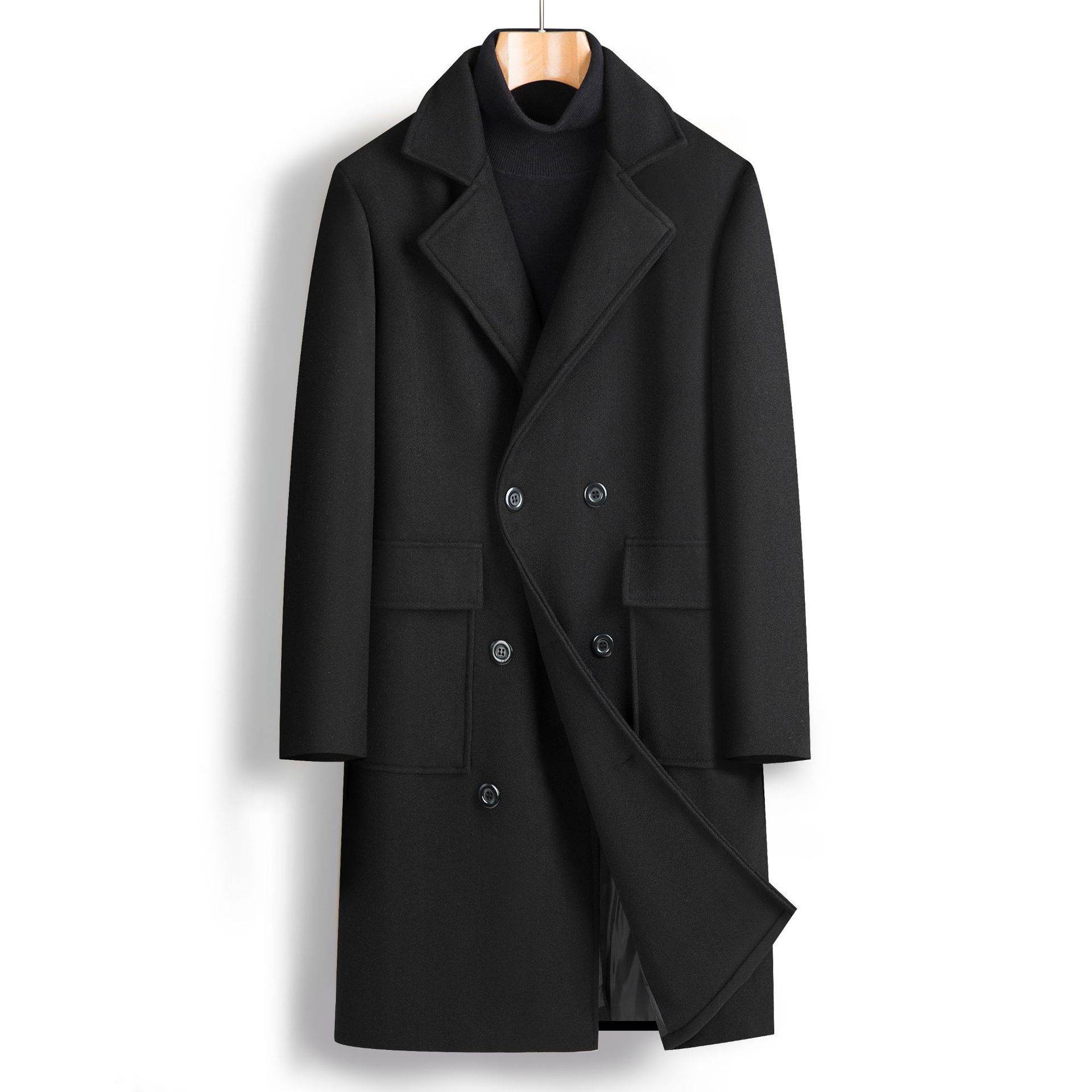 Stylish Men's Double Breasted Mid-Length Coat - Versatile & Hooded - Buy Center