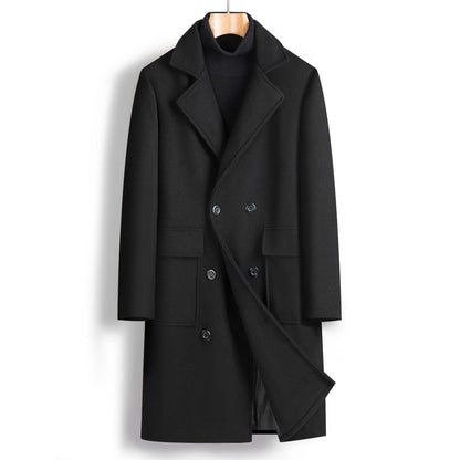 Stylish Men's Double Breasted Mid-Length Coat - Versatile & Hooded - Buy Center