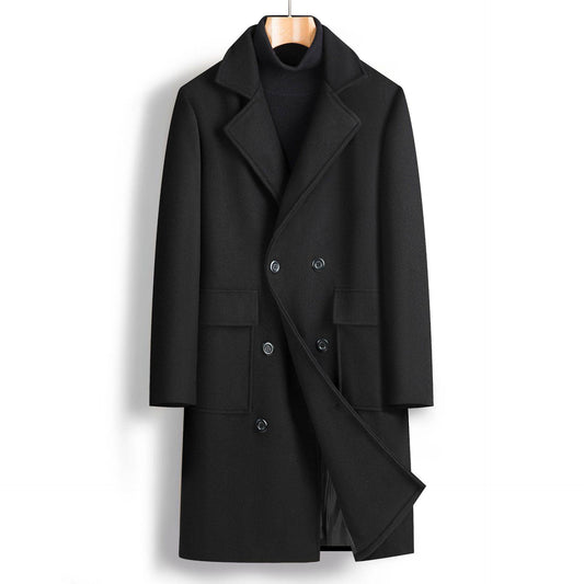 Stylish Men's Double Breasted Mid-Length Coat - Versatile & Hooded - Buy Center