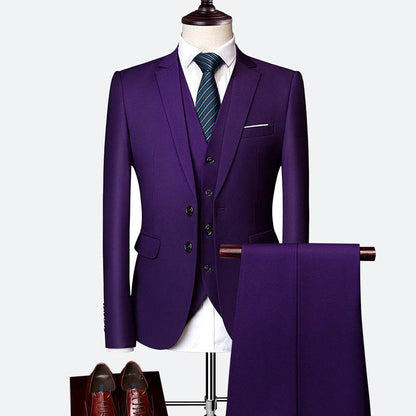 Buycenter Men's Three-Piece Slim Fit Suit - Multicolor Options Available - Buy Center