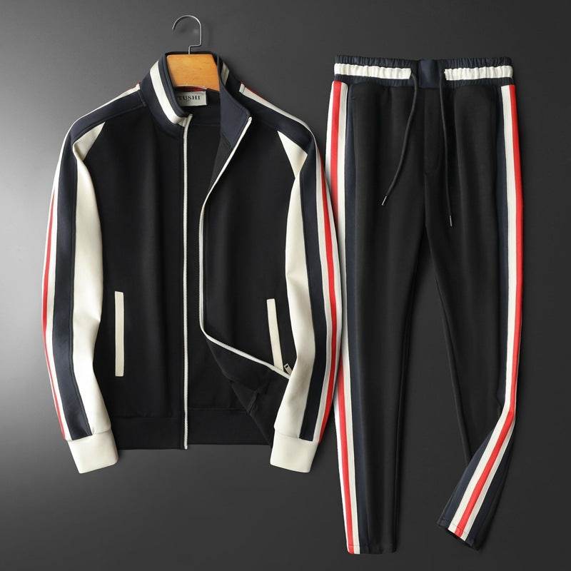 Men's Casual Suit - Trendy Black Sweater & Trousers Set for 2025 - Buy Center
