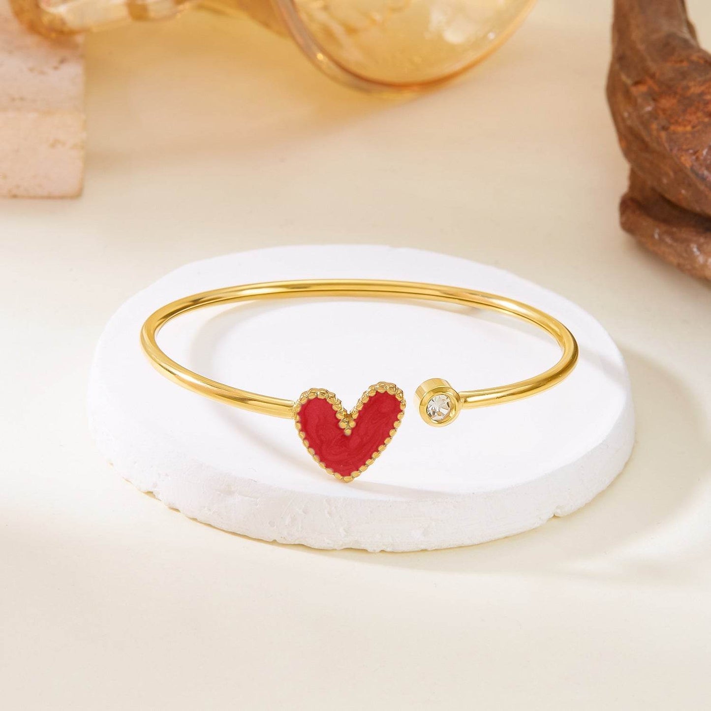 Buy Center Hollow Drop Heart Bracelet with Diamond - Elegant Design - Buy Center