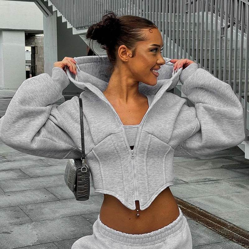 Y2K Zipper Hoodie Cardigan - Trendy Slim-Fit Women’s Corset Jacket - Buy Center