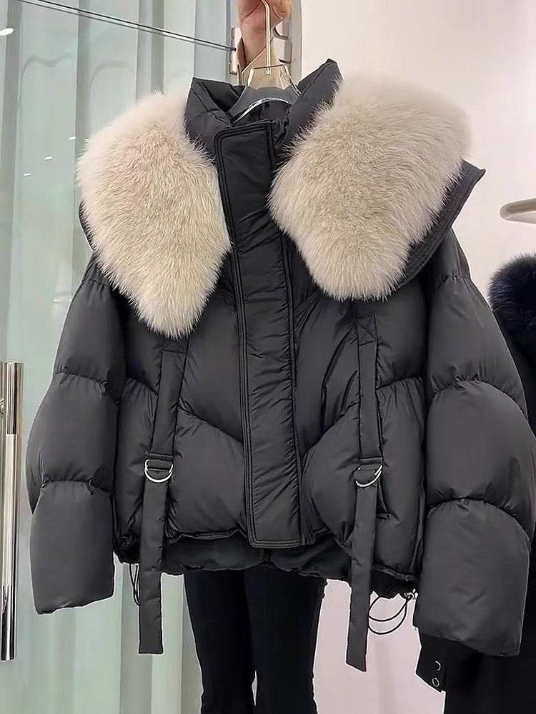 Women's Winter Black Cotton Padded Coat - Stylish, Warm, Chic Fur Collar - Buy Center