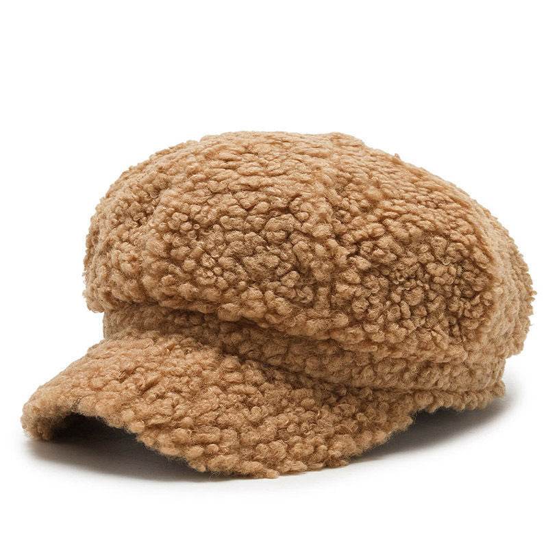 Cashmere Leather Brim Octagonal Hat - Elegant Tapered Style for Women - Buy Center