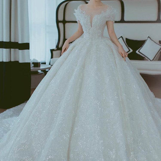 Off-Shoulder French Wedding Dress - Elegant Lace Cocktail Gown for Brides - Buy Center