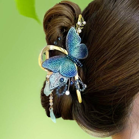 Device Shark Mori Style Butterfly Clip - Palace Blue Wedding Hair Accessory - Buy Center