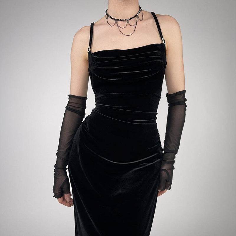 Elegant Backless Velvet Dress - Trendy Women's Sling Dress for Any Occasion - Buy Center