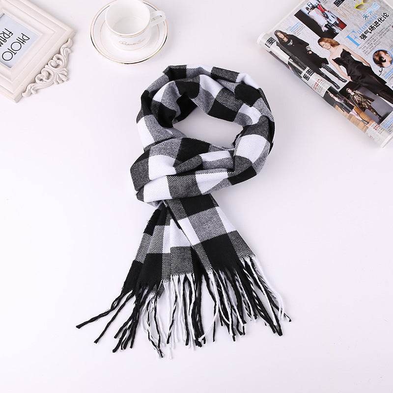 Men's English Plaid Faux Cashmere Scarf - Stylish & Warm Accessory - Buy Center