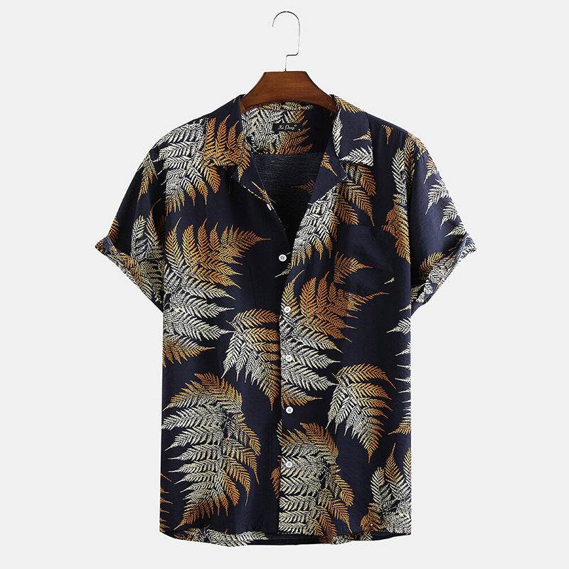 New Hawaiian Men's Short Sleeve Cardigan - Stylish Floral Print Cotton - Buy Center