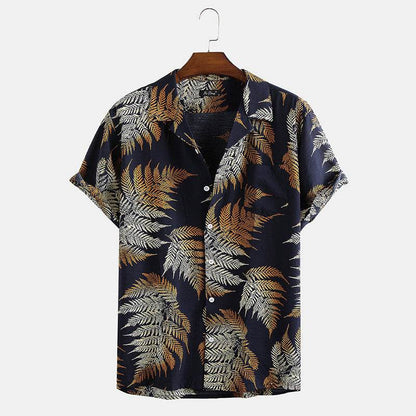 New Hawaiian Men's Short Sleeve Cardigan - Stylish Floral Print Cotton - Buy Center