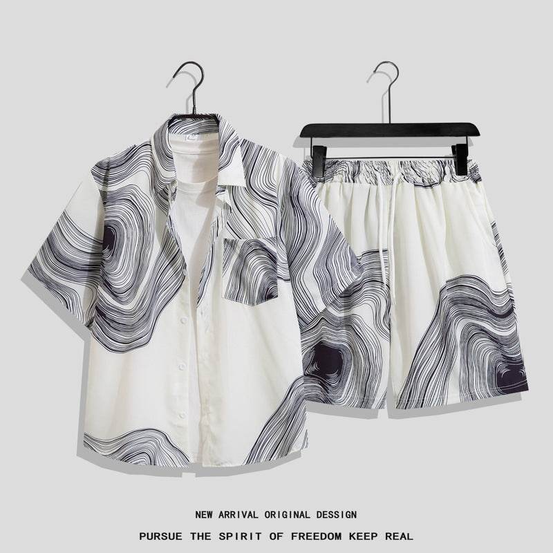 Hong Kong Style Retro Printed Shirt - Men's Short Sleeve Summer Top - Buy Center