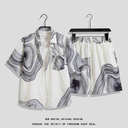 Hong Kong Style Retro Printed Shirt - Men's Short Sleeve Summer Top - Buy Center