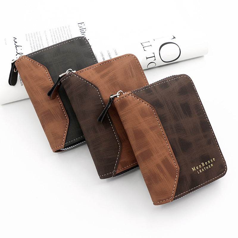 Frosted Men's Short Chain Wallet - Stylish PU Leather Card Holder 2025 - Buy Center