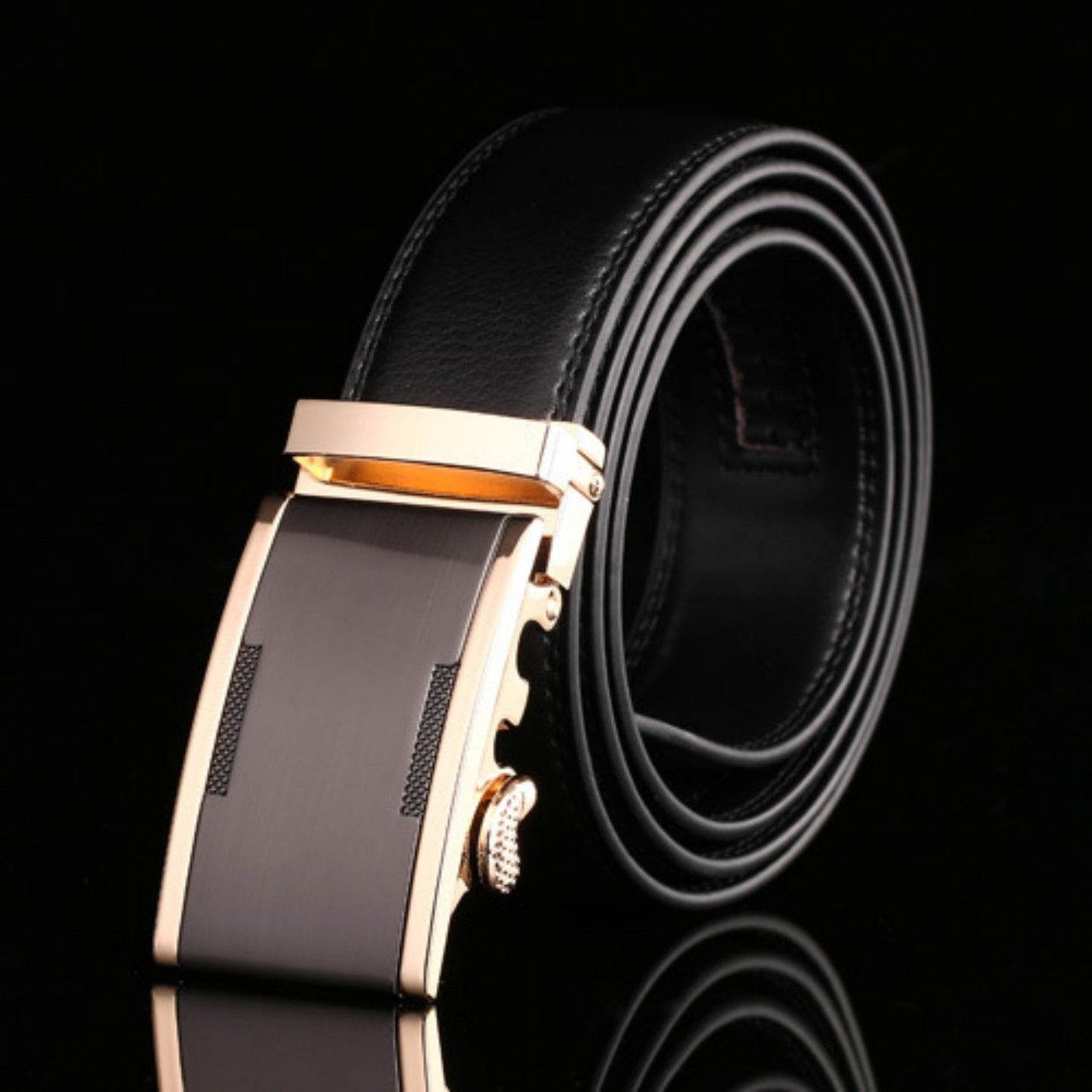 Men's Automatic Buckle Cowhide Belt - Durable Leather, Easy Fastening - Buy Center