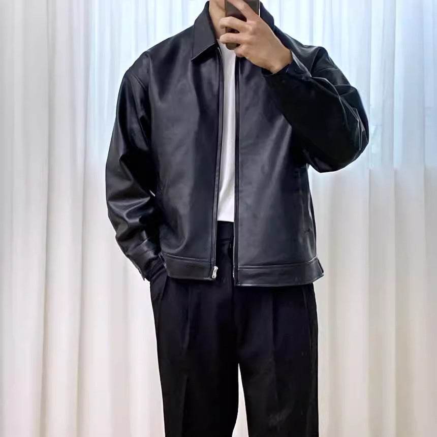 Casual Leather Baseball Jacket - Stylish Motorcycle Outerwear 2025 - Buy Center