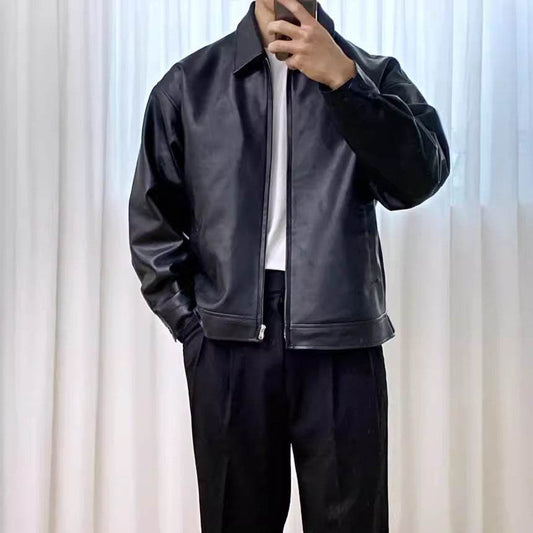 Casual Leather Baseball Jacket - Stylish Motorcycle Outerwear 2025 - Buy Center