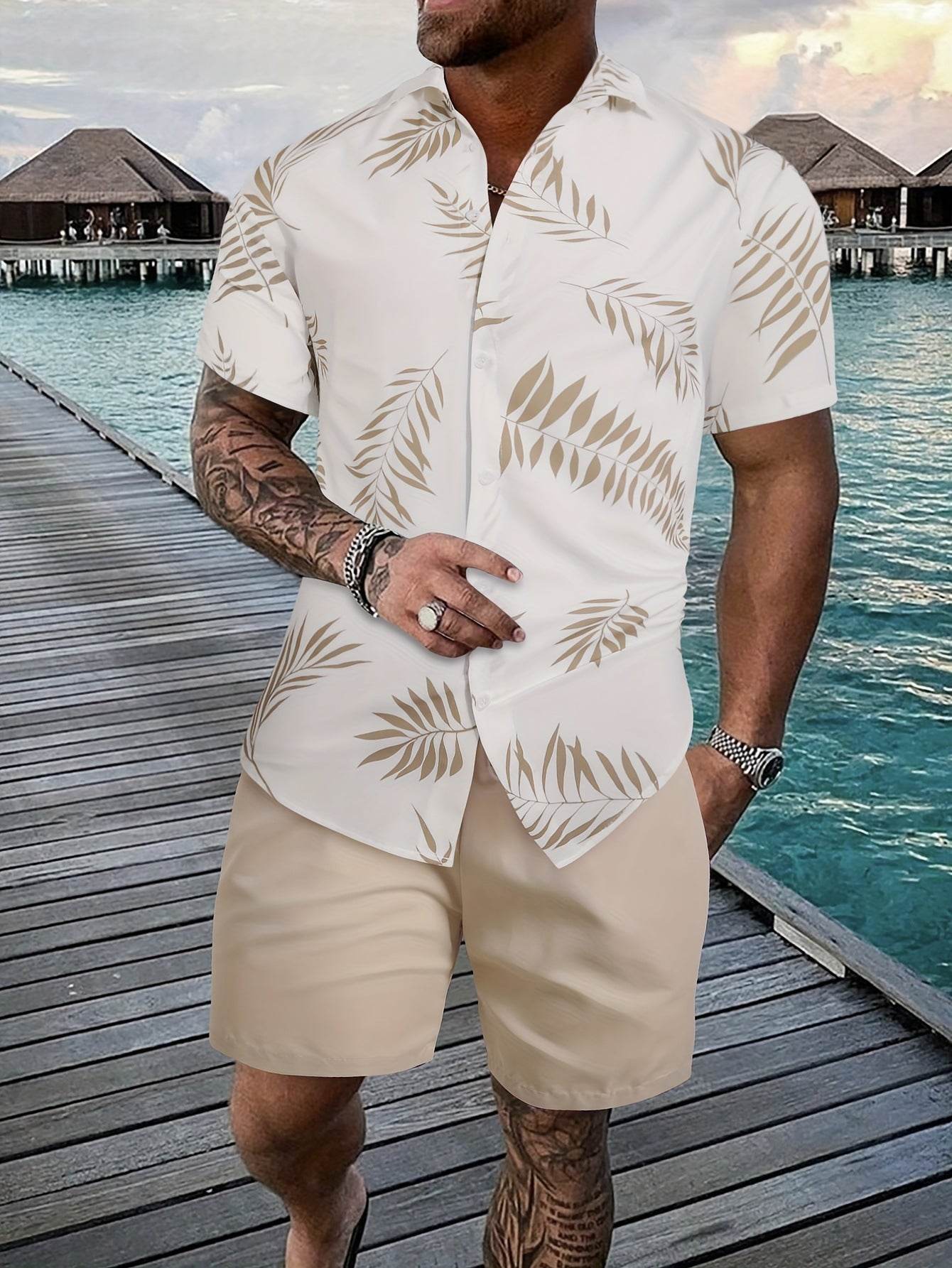 Coconut Tree 3D Printed Suit - Men’s Trendy Summer Casual Outfit - Buy Center