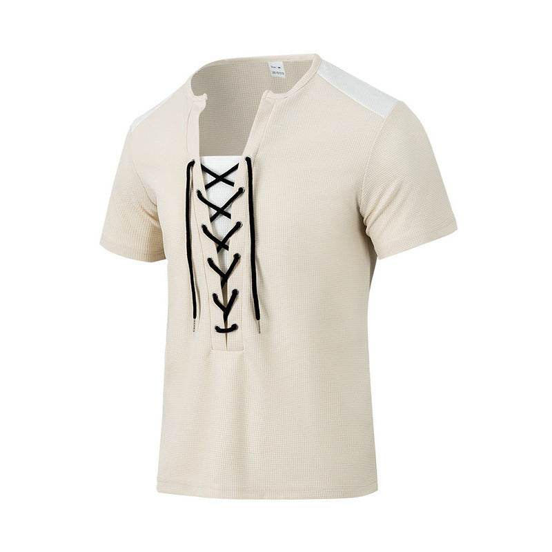 Buycenter Casual Multicolor Stitching Top - Round Neck, Short Sleeve - Buy Center