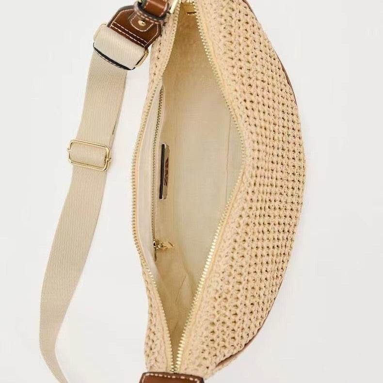 Buycenter Woven Dumpling Shoulder Bag - Casual Crossbody in Black & Brown - Buy Center