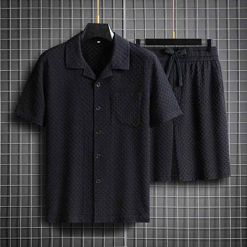 Trendy Lapel Short Sleeve Shorts Suit - Stylish Man Pajama Set for All Occasions