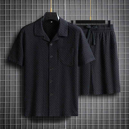 Trendy Lapel Short Sleeve Shorts Suit - Stylish Man Pajama Set for All Occasions