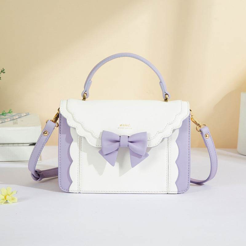 Women's Bow Style Square Bag - Peach Pink & Elegant Colors for 2025 - Buy Center