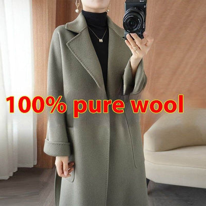 Hepburn Style Thickened Jacket - Loose-Fitting Wool Blend Coat in Colors - Buy Center