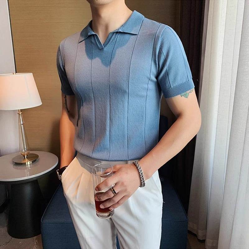 Ice Silk Short Sleeve T-shirt for Men - Loose Fit, Soft Polyester Style - Buy Center