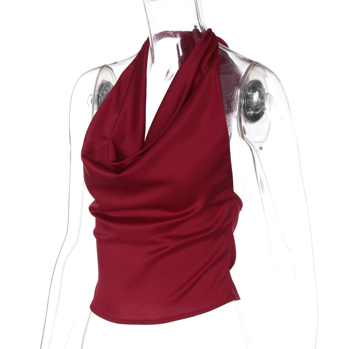 Buycenter Women's Halter Backless Top - Slim Fit Solid Color Vest - Buy Center