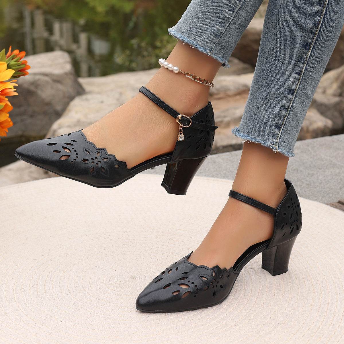 Stylish Women's High-Heeled Sandals - Casual Mid Heel Comfort - 2025 - Buy Center