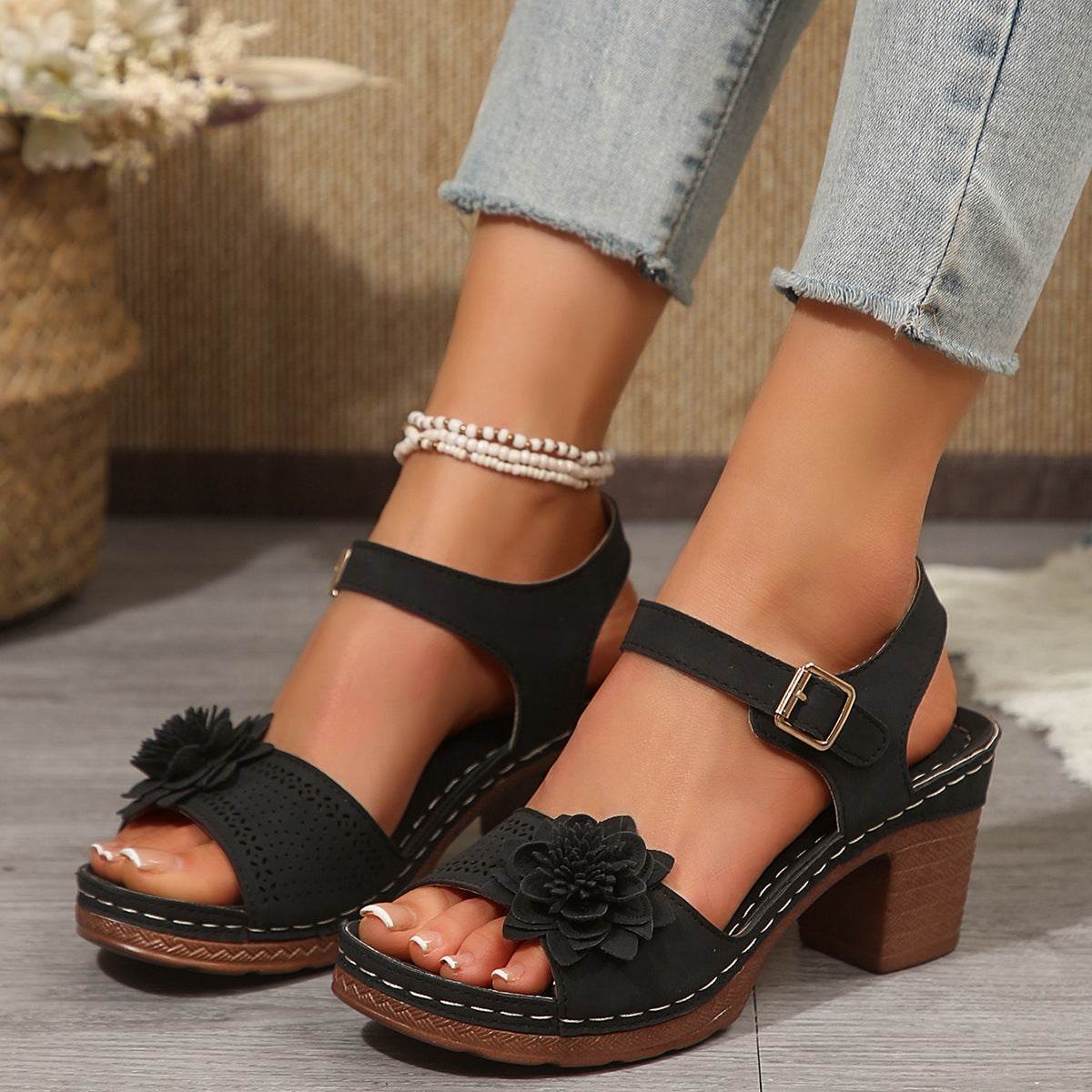 Buycenter Women's Chunky Heel Sandals - Summer Platform Shoes in Plus Sizes - Buy Center