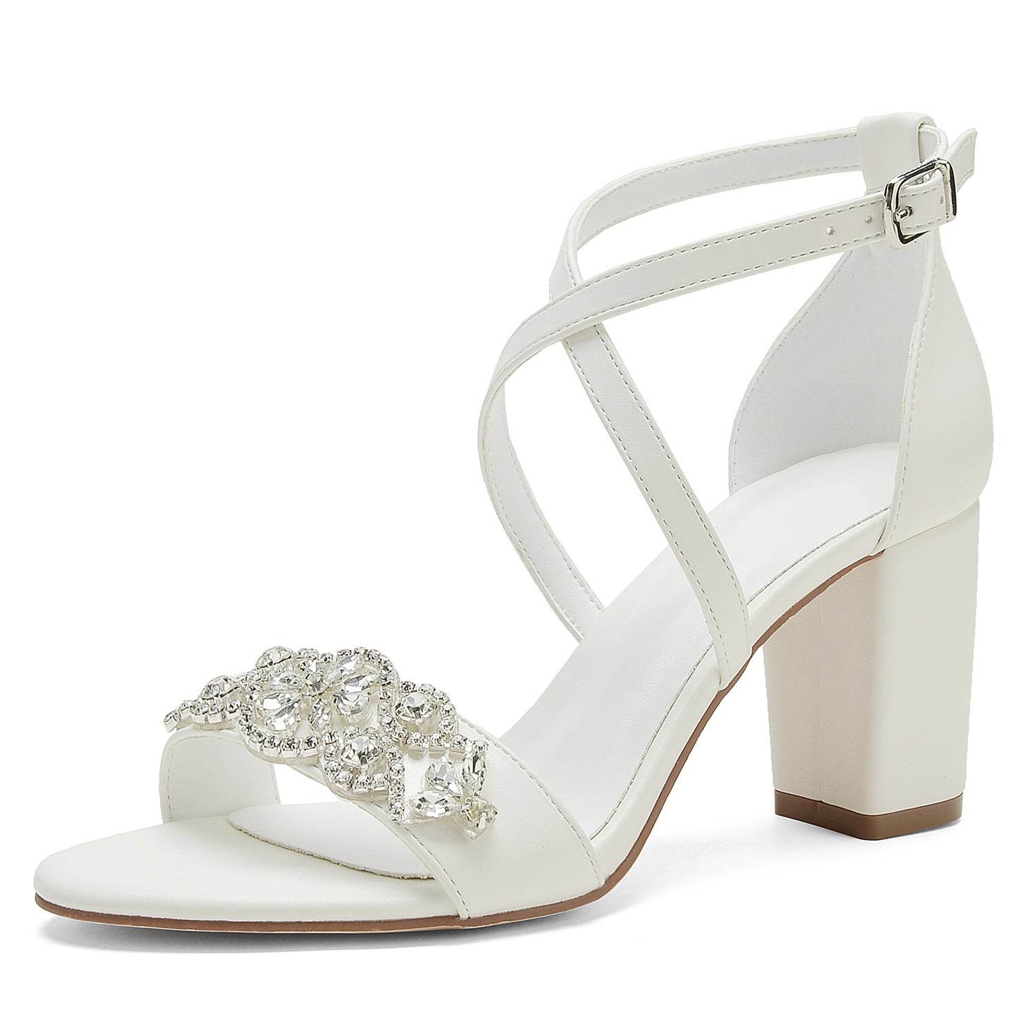 Buycenter Women's Classic White Chunky Heel Pumps - Stylish & Elegant - Buy Center