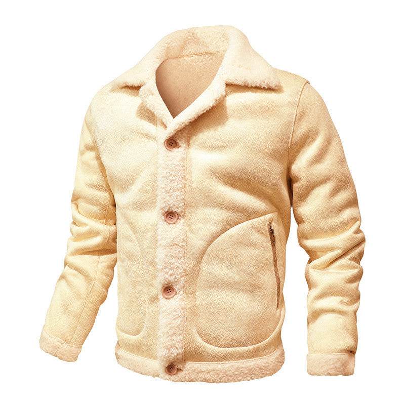 Stylish Solid Color Fur Coat for Men - Casual Slim Fit Winter Jacket - Buy Center