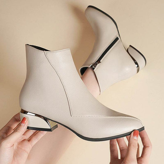 Buycenter Women's Chunky Heel Martin Boots - Stylish & Warm for Winter - Buy Center
