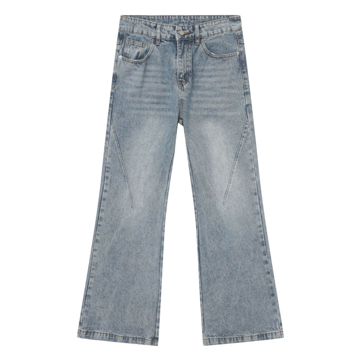 Buycenter Men's Vintage White Washed Straight Jeans - Light Blue Casual Style - Buy Center