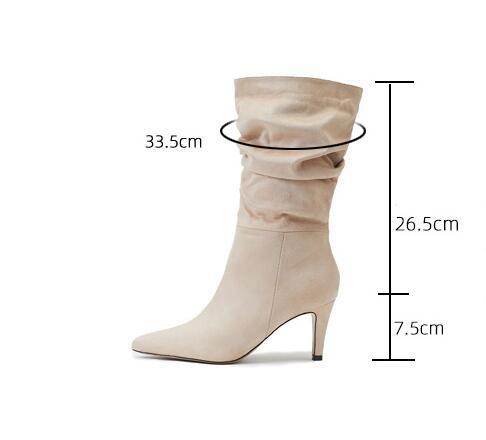 Buycenter Women's Plus Size Stiletto Heel Boots - Wrinkled Suede Design - Buy Center