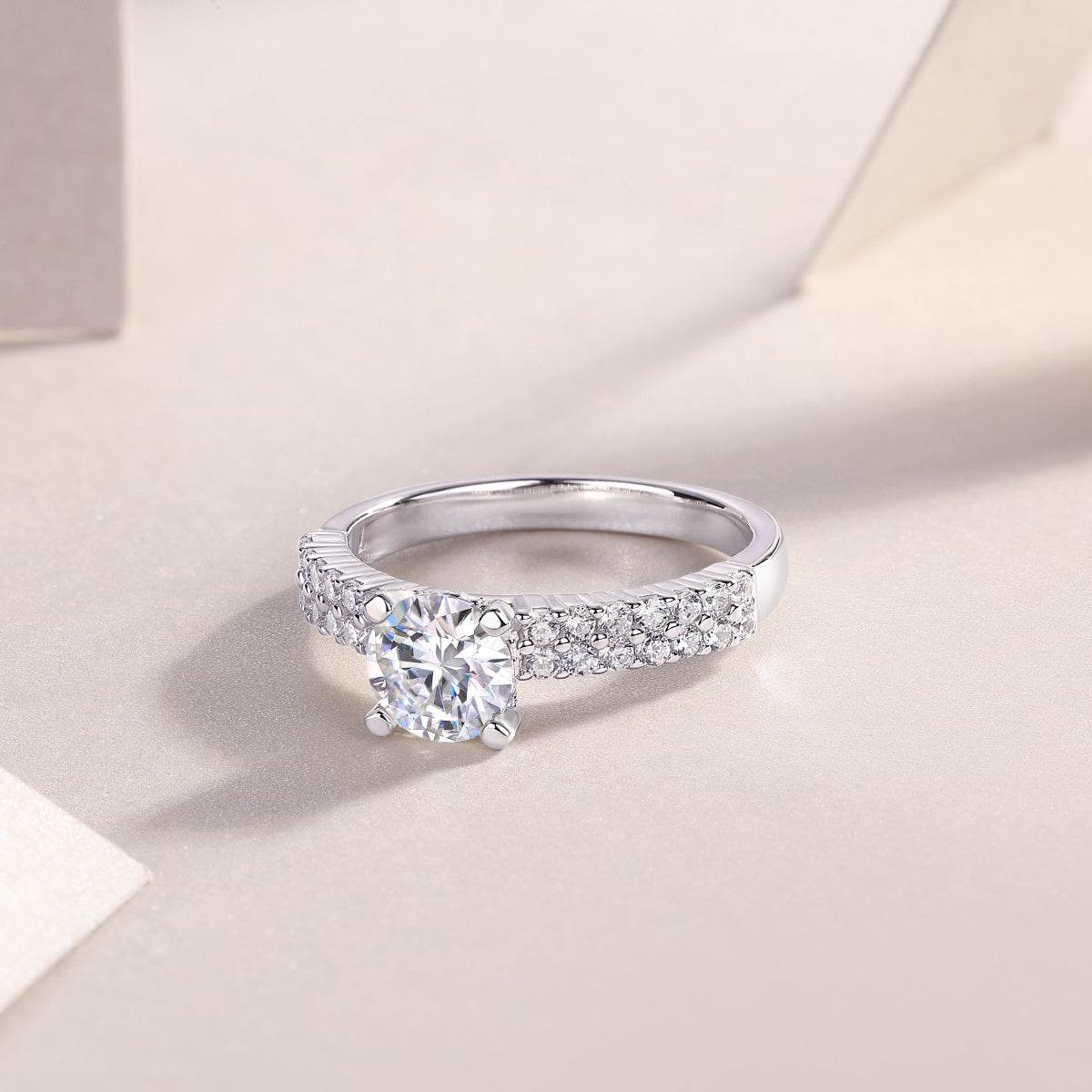 Buycenter Large Moissanite Diamond Rings - Luxury Silver Wedding Set - Buy Center