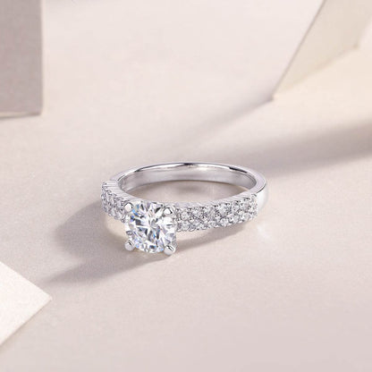 Buycenter Large Moissanite Diamond Rings - Luxury Silver Wedding Set - Buy Center