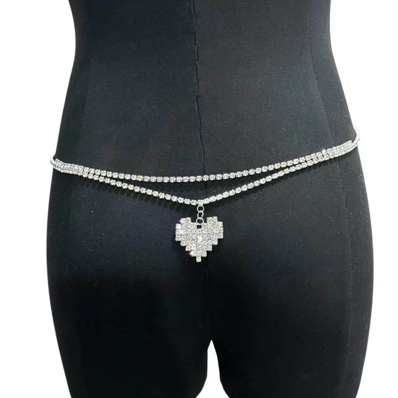 Personalized Double Layer Heart Pendant Waist Chain - Silver/Gold Options - Buy Center