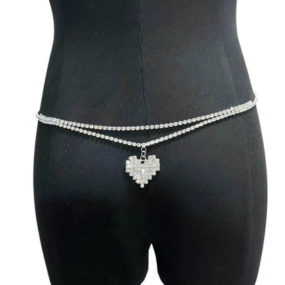 Personalized Double Layer Heart Pendant Waist Chain - Silver/Gold Options - Buy Center