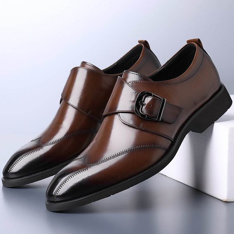 Casual Men's Buckle Leather Shoes - Color-Changing Embroidery Style - Buy Center