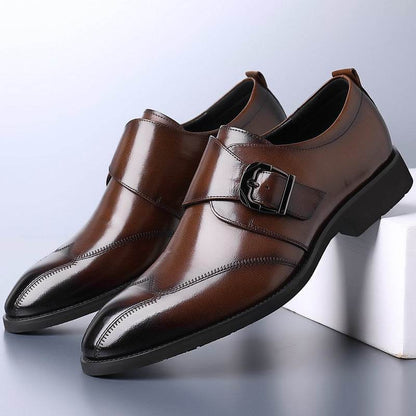 Casual Men's Buckle Leather Shoes - Color-Changing Embroidery Style - Buy Center