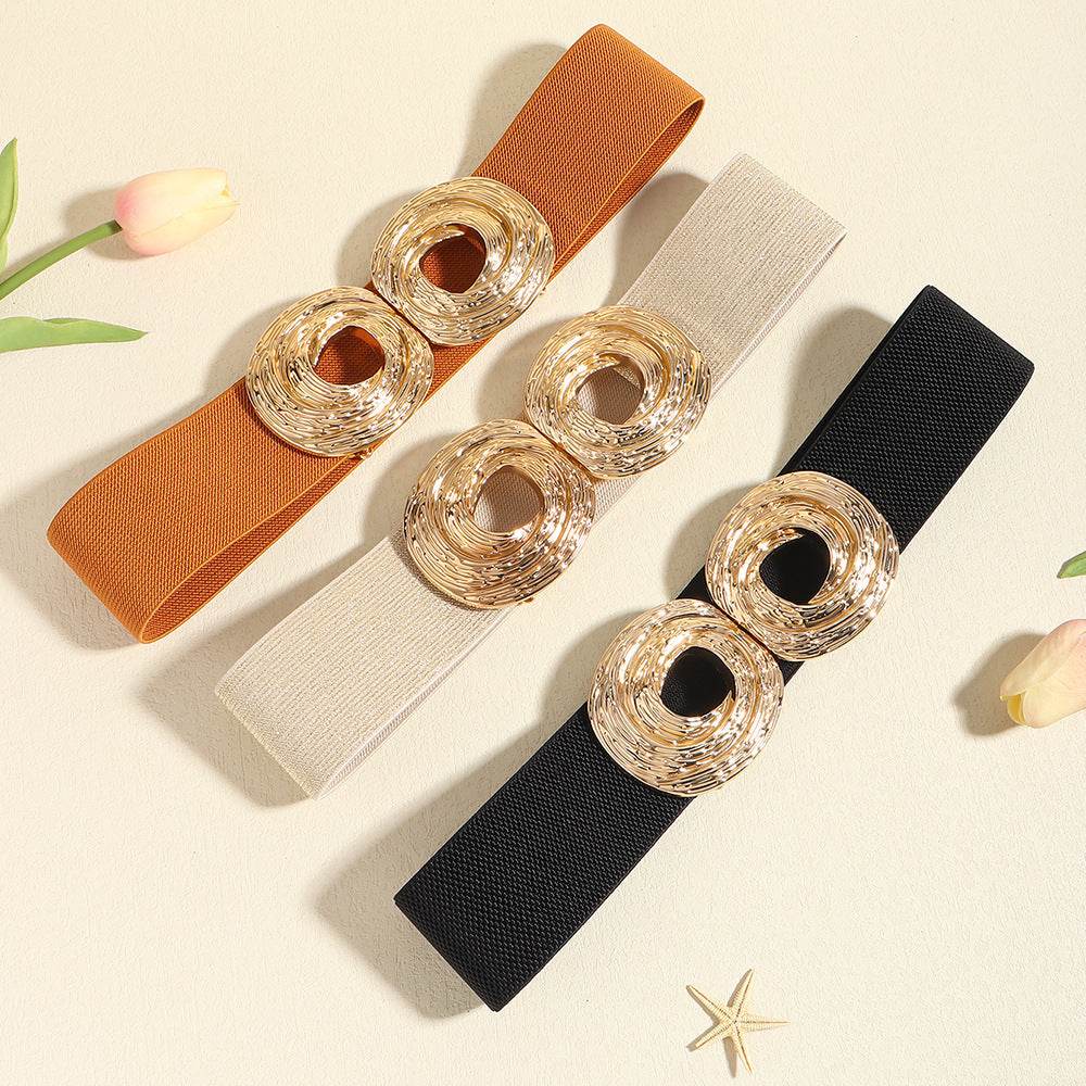Women's Bohemian Metal Circle Belt - Adjustable Elastic Fashion Accessory - Buy Center