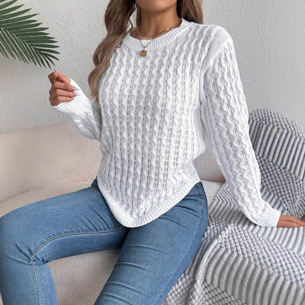 Twist Lantern Sleeve Irregular Pullover Sweater - Khaki & Wine Red - Buy Center