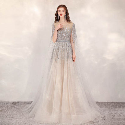 Buycenter Gold High-End Evening Dress - Korean U-Neck Design, Sizes S-3XL - Buy Center