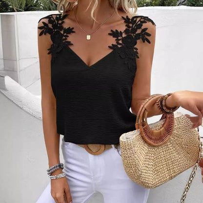 Elegant V-Neck Sling Top - Solid Color Ladies' Fashion for Modern Women - Buy Center